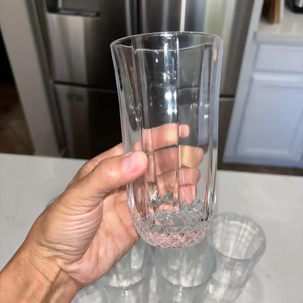 Vintage Vertical Cut Heavy Crystal Panel Highball Glass Tumblers (7)